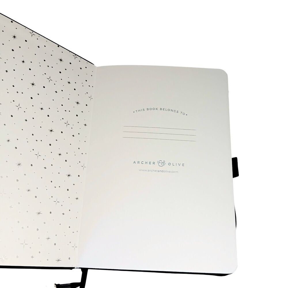 Archer & Olive Haunted Hollow Journal Black W/ Silver Moon & Stars Dot Grid New - Picture 5 of 15